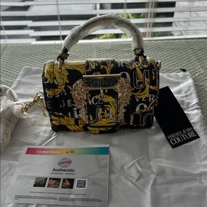 Versace Jeans Couture Black and Yellow Handbag